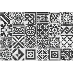 Carrelage imitation carreau ciment patchwork noir et blanc mat, sol et mur, 20x20x0.9cm, pasicistanbul