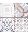 Carrelage imitation carreau ciment décoré patchwork multicolore mat, sol et mur, 20x20x0.9cm, pasicoseville