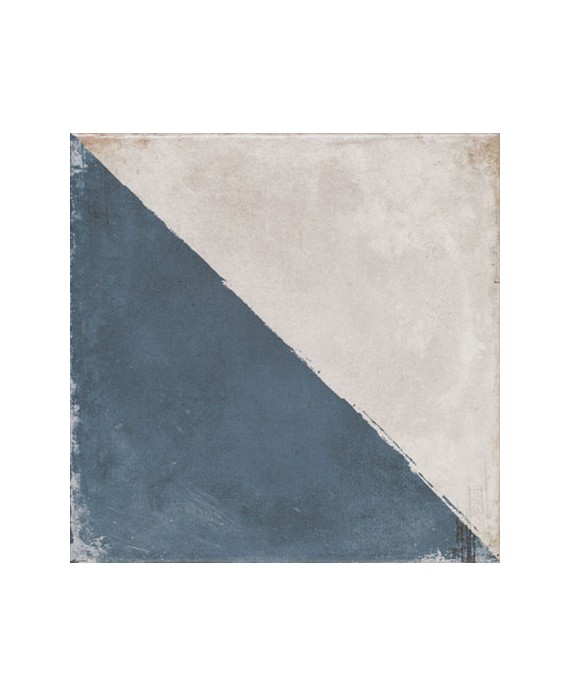 Carrelage imitation vieux carreau ciment bleu et blanc mat, sol et mur, 20x20x0.9cm, pasicgades faz azul