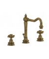 Mélangeur 3 trous à poser art-déco, bouton métal: chromé, nickel, or brossé, or rose, or pâle, cuivre et bronze HL390