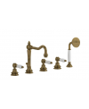 Mitigeur baignoire 5 trous sur gorge art-déco, poigné blanc: chromé, nickel, or bros, or rose, or pâle, cuivre et bronze HL396_2