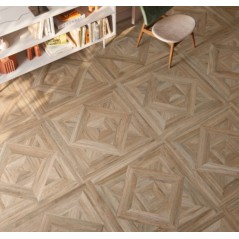 Carrelage imitation panneau bois géométrique foncé marron, sol et mur 90x90cm rectifié, santaricordi glam2