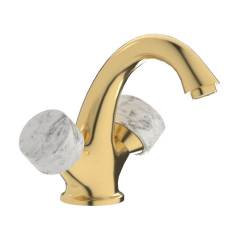 Mitigeur lavabo moderne précieux, bouton en marbre blanc, chromé, nickel brossé, platine, or rose, or brossé IB BR205_1