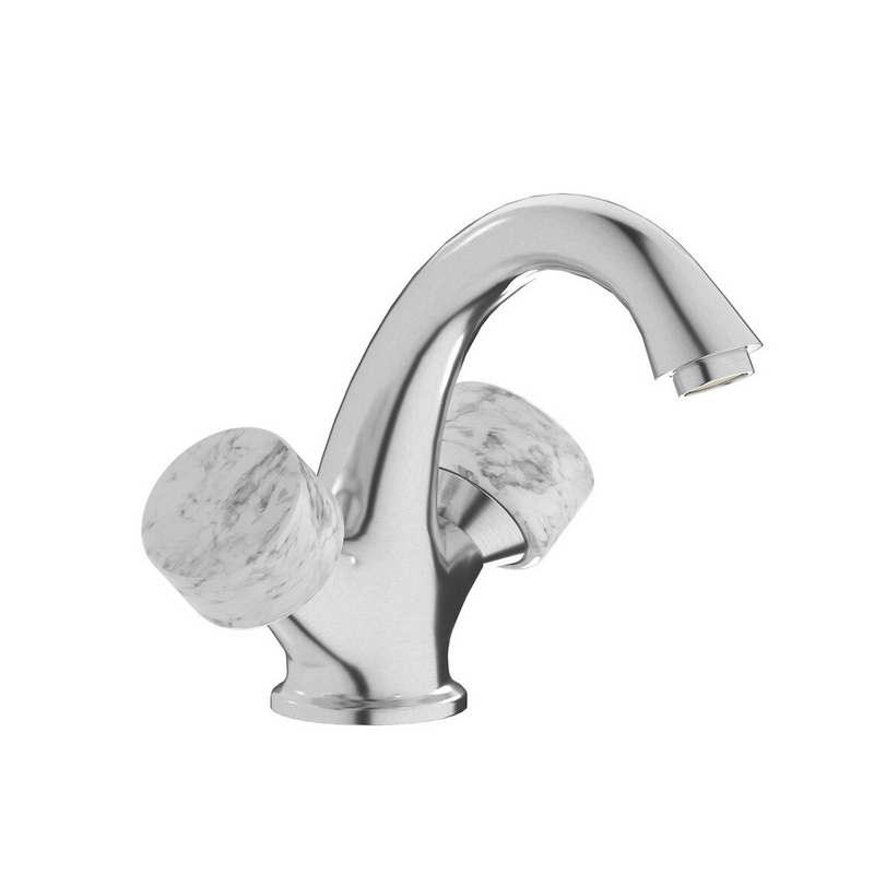 Mitigeur lavabo moderne précieux, bouton en marbre blanc, chromé, nickel brossé, platine, or rose, or brossé IB BR205_1