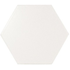 Carrelage hexagonal en grès cérame émaillé blanc mat 11.4x13cm, nat2DHEXblanc