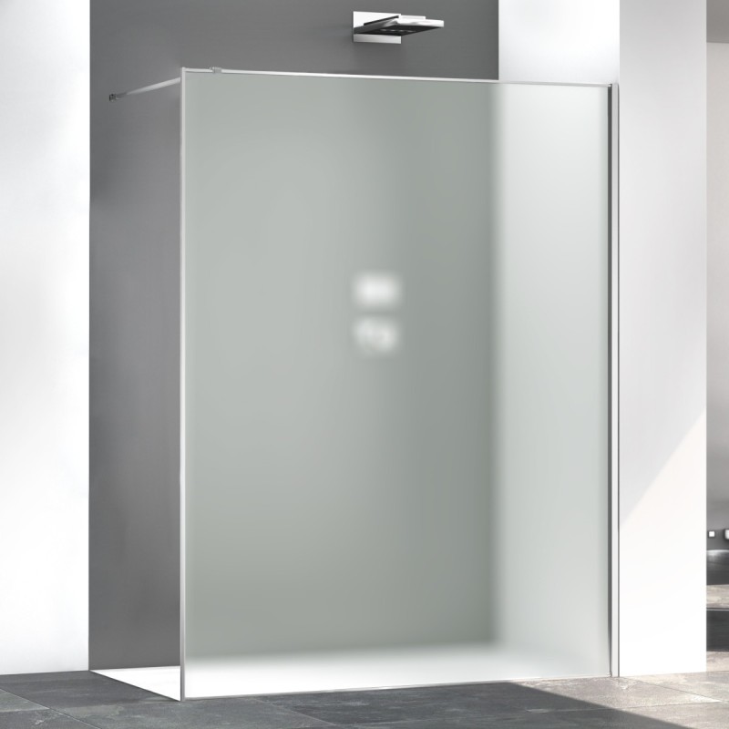 Paroi de douche fixe translucide anti-calcaire, montant chromé brillant, hauteur 200cm largeur variable megzen sao