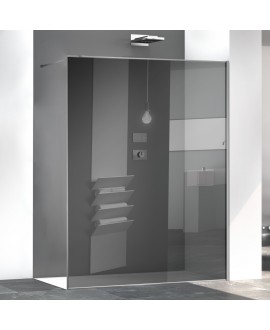 Paroi de douche fixe grise réfléchissante, profilé aluminium saitné, hauteur 200cm largeur variable megzen sao