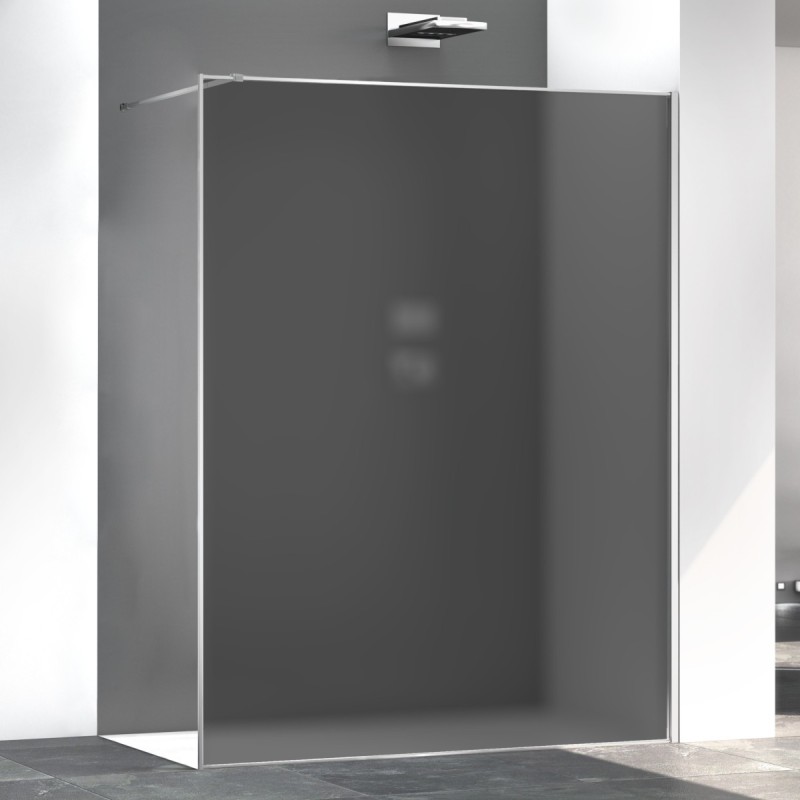 Paroi de douche fixe fumé anti-calcaire, montant chromé brillant, hauteur 200cm largeur variable megzen sao