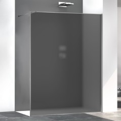 Paroi de douche fixe fumé anti-calcaire, profilé aluminium satiné, hauteur 200cm largeur variable megzen sao