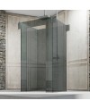 Cabine de douche, profilé inox brillant, hauteur 216cm, verre transparent, extra blanc, fumé sur mesure Megicona A+B+B+C