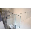 Cabine de douche, profilé inox brillant, hauteur 216cm, verre transparent, extra blanc, fumé sur mesure Megicona A+B+B+C
