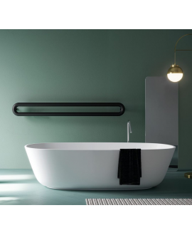 Sèche-serviette radiateur eau chaude design Antubone O horizontal noir ou blanc à fixer au mur 150x21cm