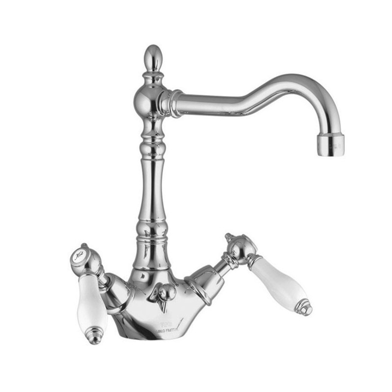 Mélangeur lavabo bec pivotant art-déco, F5411 chromé, nickel brossé, or, or brossé, vieux cuivre, vieux bronze