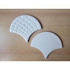 Carrelage écaille de poisson blanc brillant décor et lisse 14x16cm pour le mur diff artique