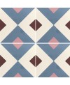 Carrelage ciment décor géométrique renev2 20x20cm bleu rose ivoire