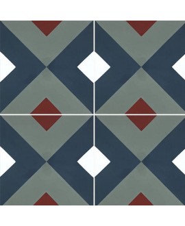 Carrelage ciment décor géométrique renev4 20x20cm bleu rouge et blanc