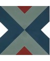 Carrelage ciment décor géométrique renev4 20x20cm bleu rouge et blanc