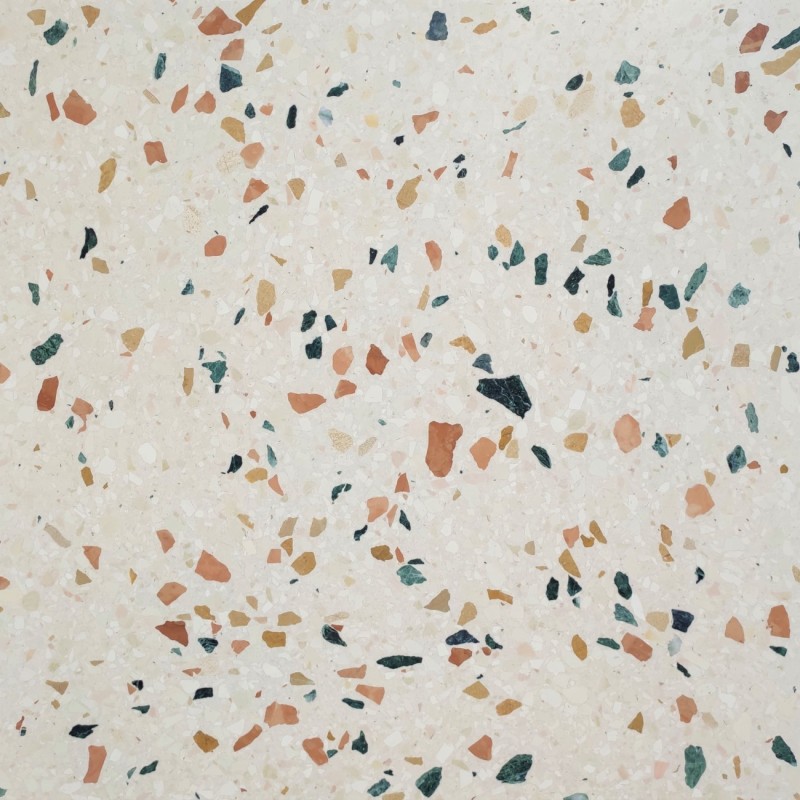 Carrelage ciment terrazzo véritable granito grand format Siena 60x60x2cm fond blanc