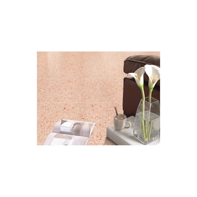 Carrelage ciment terrazzo véritable granito mat ou brillant CARPP13 40x40x1.2cm fond rose