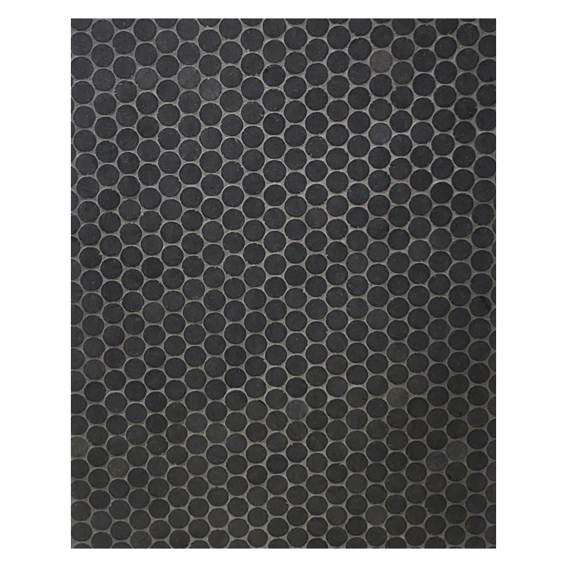 Mini rond de pierre couleur noir sur trame salle de bain cuisine 30x30cm mos circular negro