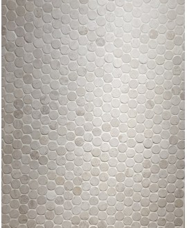 Mini rond de pierre couleur blanc sur trame salle de bain cuisine 30x30cm mos circular white