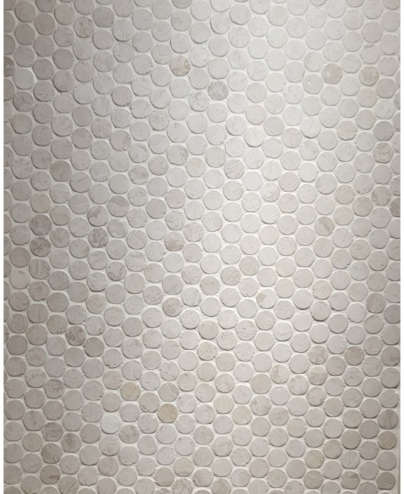 Mini rond de pierre couleur blanc sur trame salle de bain cuisine 30x30cm mos circular white