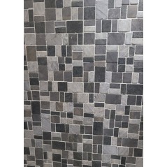 Mini rectangle et carré de pierre couleur gris sur trame salle de bain cuisine 30x30cm mos square glacier