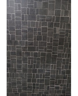 Mini rectangle et carré de pierre couleur noir sur trame salle de bain cuisine 30x30cm mos square negro