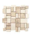 Mini rectangle et carré de pierre couleur beige et blanc sur trame salle de bain cuisine 30x30cm mos square mix