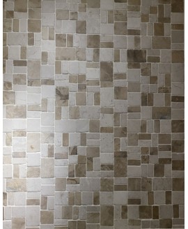 Mini rectangle et carré de pierre couleur beige et blanc sur trame salle de bain cuisine 30x30cm mos square mix