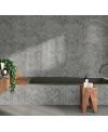 Mini barette de pierre couleur gris sur trame salle de bain cuisine 24x29cm mos arrow negro