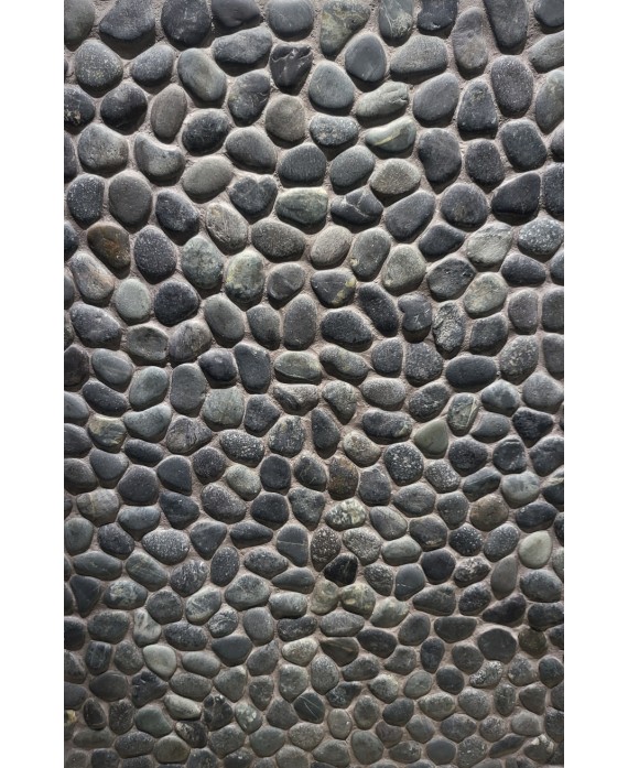 Galet rond gris anthracite sur trame 30x30cm, mox lima, pour la salle de bains, la maison et la terrasse