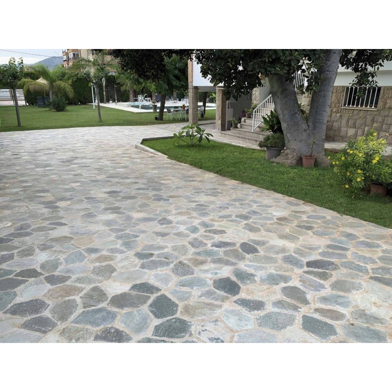 Pierre opus beige et gris sur trame 68x50cm, mox flags multi, sol et mur pour le parement de la terrasse