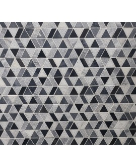 Mosaique salle de bain losange marbre blanc, gris et noir poli brillant sur trame 28.5x22.5cm mocubogris