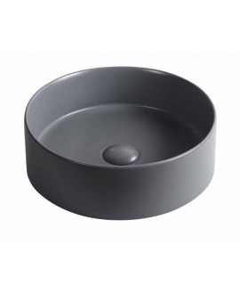 Vasque en céramique émaillée gris foncé ronde diamètre 40cm hauteur 13cm moxnaya gris oscuro salle de bain