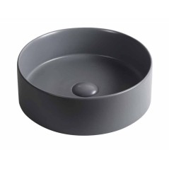 Vasque en céramique émaillée gris foncé ronde diamètre 40cm hauteur 13cm moxnaya gris oscuro salle de bain