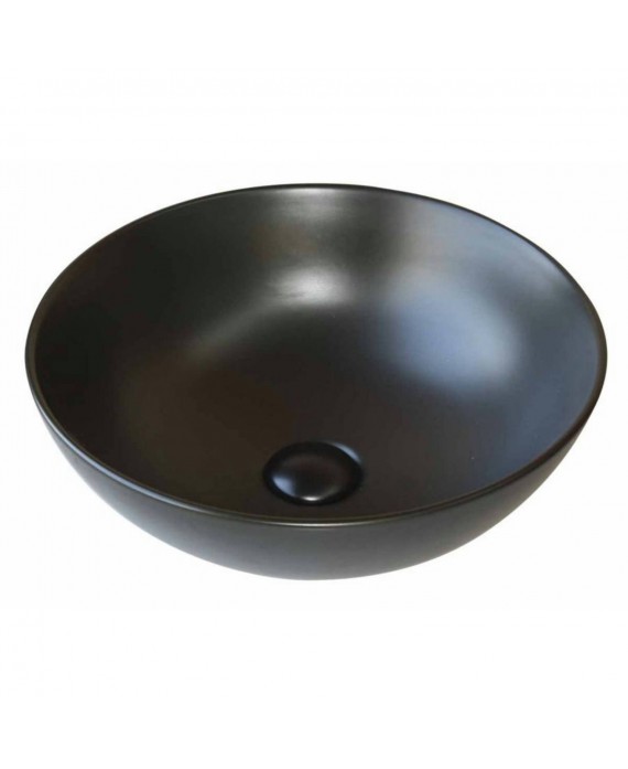 Vasque en céramique émaillée noir ronde diamètre 38.5cm hauteur 15cm moxceram black salle de bain