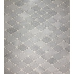 Mini hexagone de pierre gris cabochon blanc sur trame 24.2x23.8cm salle de bain mox lys gris