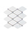 Mini hexagone de pierre blanc cabochon gris sur trame 24.2x23.8cm salle de bain mox lys marfil