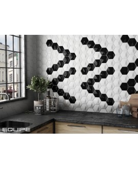 Carrelage hexagone blanc brillant en relief 12.4x10.7cm eqxoberland magical3