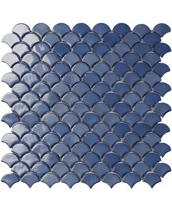 Emaux de verre écaille de poisson bleu foncé brillant sur trame sol et mur 36x29mm vdxsoul 6004S