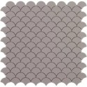 Emaux de verre écaille de poisson gris taupe mat 36x29mm sur trame 30x30cm, sol et mur vdxsoul 6100S frappé