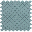 Emaux de verre écaille de poisson turquoise mat 36x29mm sur trame 30x30cm, sol et mur vdxsoul 6101S