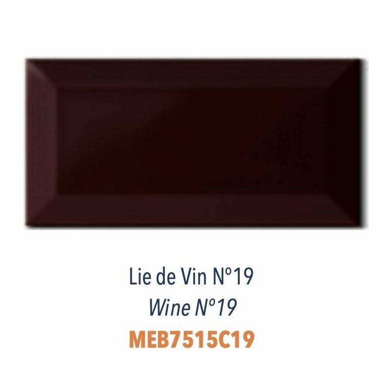 Carrelage métro Dif lie de vin brillant 7.5x15cm