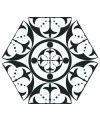 Carrelage décoré hexagone tomette noir et blanc mat, sol et mur, 28.5x33cm realcarnaby black