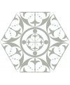 Carrelage décoré hexagone tomette gris et blanc mat, sol et mur, 28.5x33cm realcarnaby grey