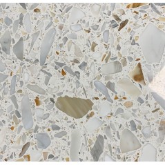 Carrelage terrazzo résineux vert grand format brillant 60x60x1.2cm Dif granito guimauve