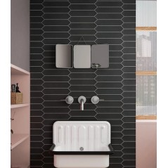 Carrelage navette hexagone bosselé en creux noir mat 5x25x0.9cm, eqxlance black