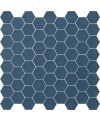 Mosaique hexagonale tomette sol et mur bleu mat 4.3x3.8cm sur trame 31.6x31.6cm terrahexamat aegan blue