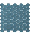 Mosaique hexagonale tomette sol et mur bleu mat 4.3x3.8cm sur trame 31.6x31.6cm terrahexamat bluecade